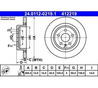 ATE Brake Disc 24.0112-0219.1 for OPEL ASTRA K (B16) 1.0 2018-2022