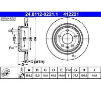 Brake Disc ATE 24.0112-0221.1 for OPEL