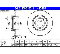 Brake Disc BMW 3 (E30) 316 (Ecotronic) 24.0113-0167.1 (1 pcs)