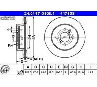 Brake Disc ATE 24.0117-0108.1 for SUZUKI