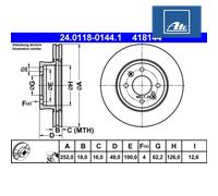 ATE 24.0118-0144.1 Brake disc