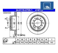 2x Brake disc Vented 24.0118-0709.1 ATE for TOYOTA LAND CRUISER COLORADO
