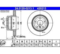 ATE Brake Disc 24.0120-0213.1 for BMW 5 (E60) 2005-2007 - 1X