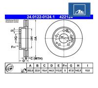 ATE Brake disc MERCEDES-BENZ 24.0122-0124.1 2014211312,2014211512,A2014211312 Brake rotor,Brake discs,Brake rotors A2014211512