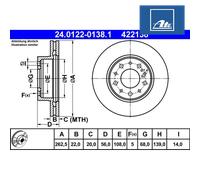 ATE Brake Disc 24.0122-0138.1 Vented - for Volvo 740 84-92