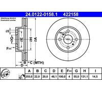 ATE 24.0122-0158.1 Brake disc