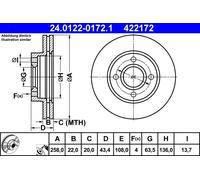 Brake Disc ATE 24.0122-0172.1 for FORD MAZDA