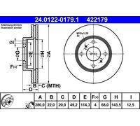 Brake Disc ATE 24.0122-0179.1 for NISSAN