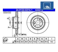 Brake Disc ATE 24.0122-0214.1 For VW, AUDI (1 pcs)