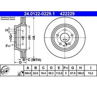 ATE Brake Discs 24.0122-0229.1 - Vented for Mercedes-Benz S-Class S 280 - 2 pcs