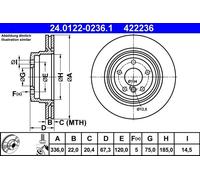 ATE Brake disc BMW 24.0122-0236.1 34216764655,34216855004 Brake rotor,Brake discs,Brake rotors