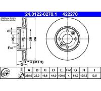 1X Brake disc ATE 24.0122-0270.1 for DACIA DOKKER Pickup 1.5 2017-2021