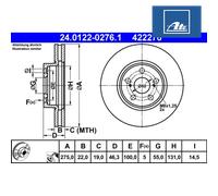 ATE Front Brake Disc 43512-12710 – Vented – Fits Toyota/Subaru URBAN CRUISER TREZIA VERSO PREMIO