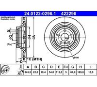 ATE Brake Disc 24.0122-0296.1 – Vented – for Mercedes-Benz GL-Class / M-Class / GLE – 2 pcs