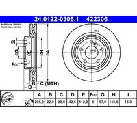 ATE Brake Discs 24.0122-0306.1 - Vented Set of 2 for Mercedes-Benz A-Class A 220 4MATIC