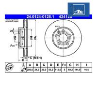 ATE Front Brake Disc - VW Transporter T4/IV - 7D0615301C/7D0615301A/701615301F - 24.0124-0128.1