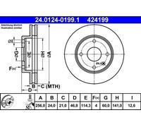 ATE Brake Disc 24.0124-0199.1 Front Vented for Chevrolet/Daewoo Lacetti/Nubira/Rezzo/Evanda/Magnus