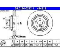 2x Brake disc Vented 24.0124-0212.1 ATE for MERCEDES-BENZ S-CLASS S-CLASS Coupe