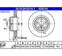 Brake discs BMW 7 (E65, E66, E67) 760 i, Li 24.0124-0214.1