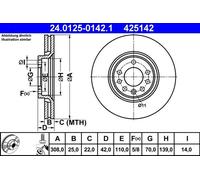 1X Brake disc ATE 24.0125-0142.1 for SAAB 9-5 (YS3E) 3 2001-2005