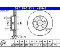 Brake Disc ATE 24.0125-0143.1 for TOYOTA