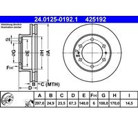 2x Brake disc Vented 24.0125-0192.1 ATE for TOYOTA HILUX VIGO VII Pickup