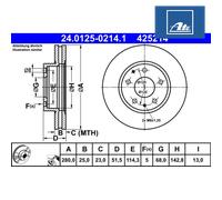 ATE Brake Disc 24.0125-0214.1 - Vented - for MAZDA 3/CX-3/AXELA - Set of 2