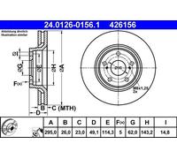ATE Front Brake Disc 24.0126-0156.1 for Toyota Avensis Verso Auris Corolla