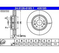 ATE Brake Disc 24.0126-0185.1 for Renault KADJAR (HA_, HL_) 1.2 2015 1x