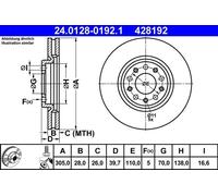 1X Brake disc ATE 24.0128-0192.1 for FIAT 500X (334_) 2 2018-202