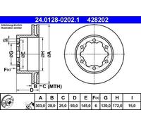 1X Brake disc ATE 24.0128-0202.1 for VW CRAFTER 30-50 Van (2E_) 2 2011-2016