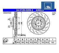 Brake Disc ATE 24.0128-0209.2 For BMW (1 pcs)