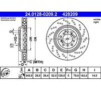 ATE 24.0128-0209.2 Brake disc