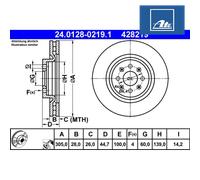 ATE 24.0128-0219.1 Brake disc
