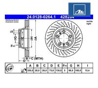 Brake Disc ATE 24.0128-0264.1 For PORSCHE (1 pcs)
