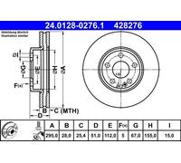 Brake Disc ATE 24.0128-0276.1 for MERCEDES-BENZ