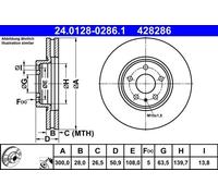 ATE Brake Discs - FORD MONDEO V 1.5 (24.0128-0286.1) - Vented Pair
