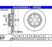 ATE Brake disc RENAULT,NISSAN 24.0128-0302.1 402064KJ1B,402064KJ1B Brake rotor,Brake discs,Brake rotors