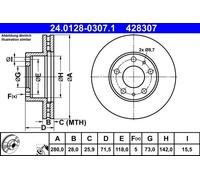 Brake Disc ATE 24.0128-0307.1 for CITROËN FIAT OPEL PEUGEOT