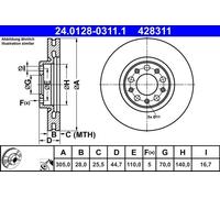 1X Brake disc ATE 24.0128-0311.1 for ALFA ROMEO GIULIA (952_) 2 2016-2022
