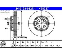 ATE 24.0128-0327.1 Brake disc