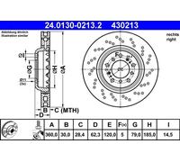 Brake Disc ATE 24.0130-0213.2 for BMW