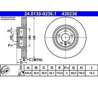 ATE Brake Disc 4G0615301N (24.0130-0236.1) - Genuine Vented - For Audi A6 (2012-2018)