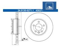 Brake Disc ATE 24.0130-0271.1 For VW, MAN (2 pcs)