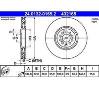 Brake Disc ATE 24.0132-0165.2 for AUDI VW