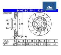 Brake Disc ATE 24.0132-0175.1 For MERCEDES-BENZ (2 pcs)