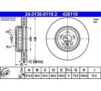 ATE 24.0136-0119.2 Brake disc