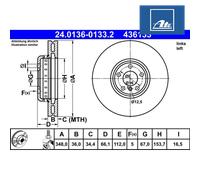 Brake Disc ATE 24.0136-0133.2 For BMW, TOYOTA (1 pcs)