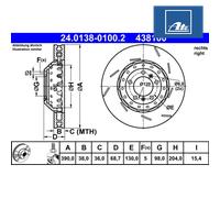 Brake Disc ATE 24.0138-0100.2 For PORSCHE (1 pcs)