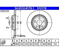 ATE Brake Disc 24.0312-0178.1 for Audi A5 (8T3) 1.8 2015-2017